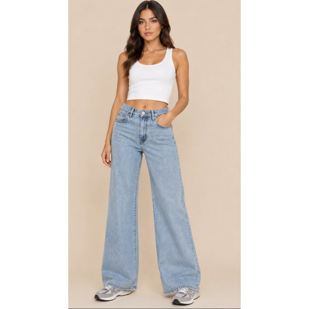 Light Blue Distressed Denim With Rhinestone Back Pocket Jean