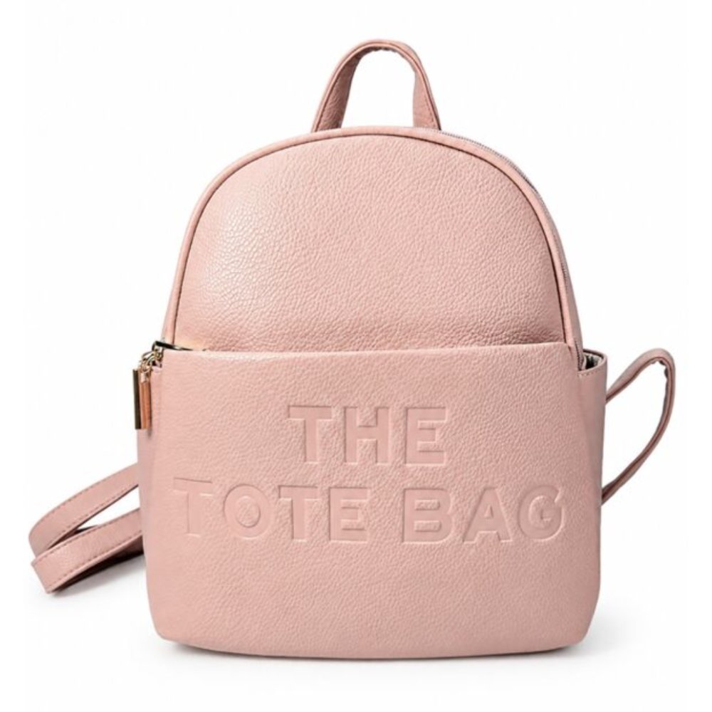 Front Pocket & Double Zip Pebbled Faux Leather Backpack Bag