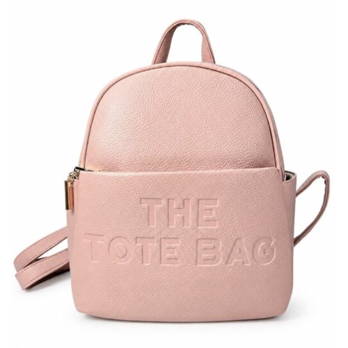 Front Pocket & Double Zip Pebbled Faux Leather Backpack Bag