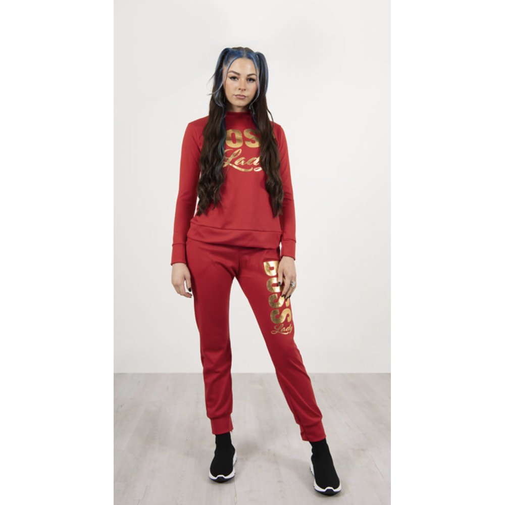 Plus Size Red Boss Lady Customized Tracksuit