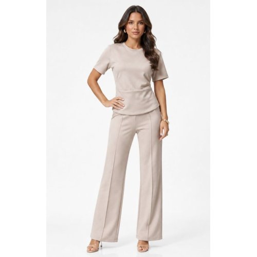 Elegant Ruched Side Top With Single Seam Trouser