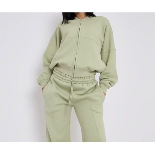 Sage Green Bomber Sweatshirt With Straight Leg Jogger thumbnail