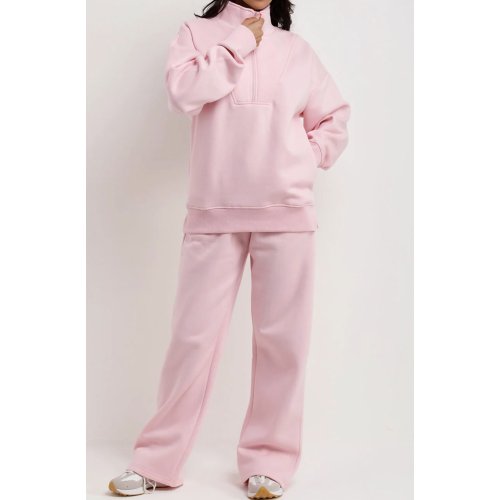 Pink Sweatshirt With Straight Leg Trouser