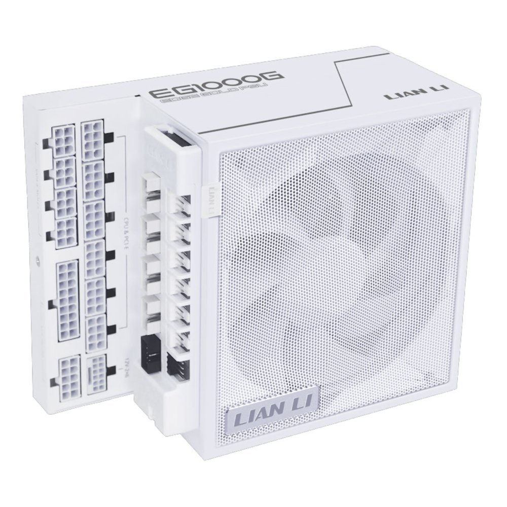 Lian Li EDGE GOLD 1000 Watt Fully Modular PCIE 5.1 80+ Gold PSU with USB & Fan Hub ATX3.1- White
