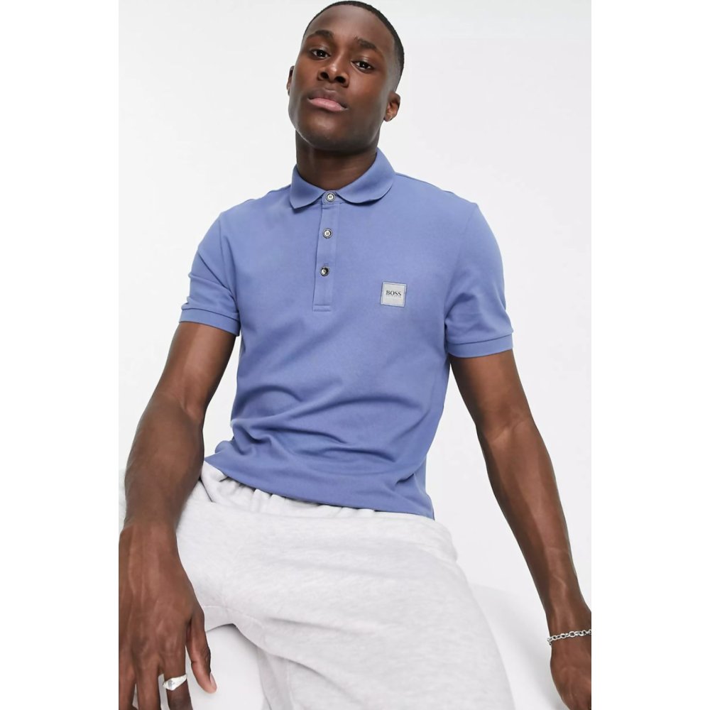 Blue BOSS Passenger Slim Fit Logo Polo