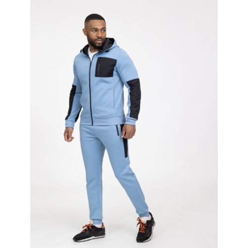Blue Stylish Athletic Tracksuit with Black Accents