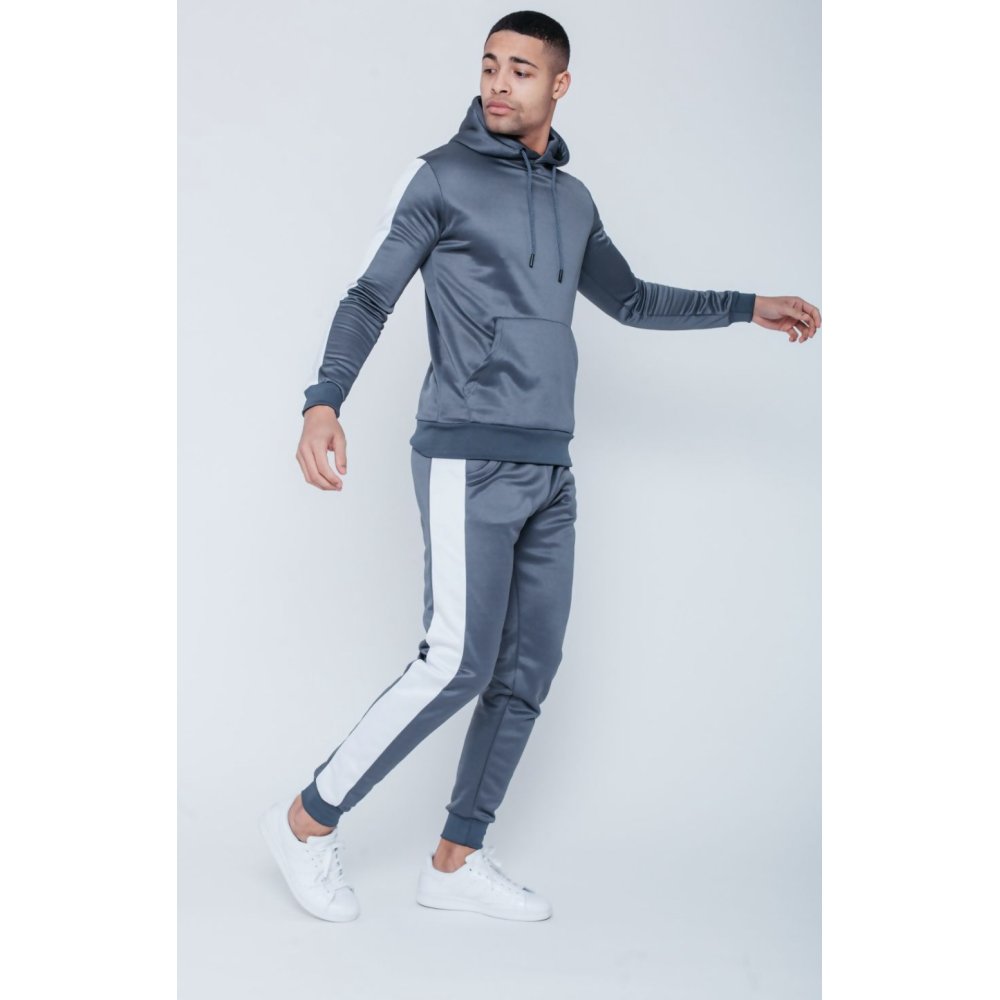 Grey White Tape Pouch Pullover Tracksuit