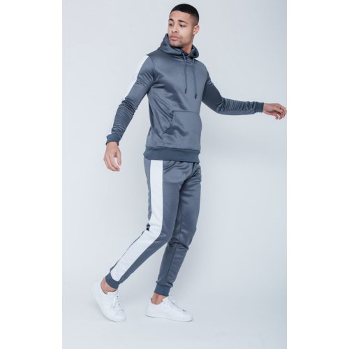 Grey White Tape Pouch Pullover Tracksuit thumbnail