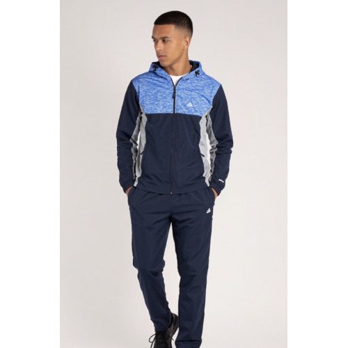 Navy Colorblock Zip Front Hooded Jacket With Tapered Jogger Set thumbnail