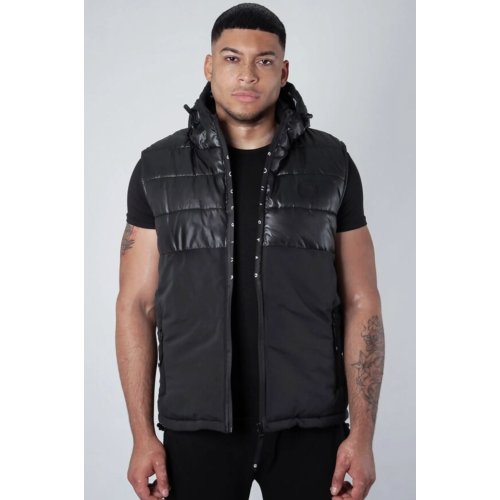 Navy Half Quilted Logo Gilet Bodywarmer