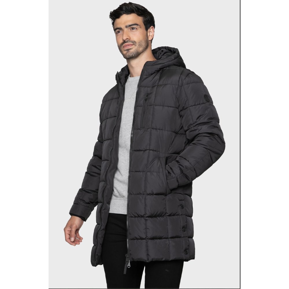 Black Longmead Sqaure Quilted Longline Jacket