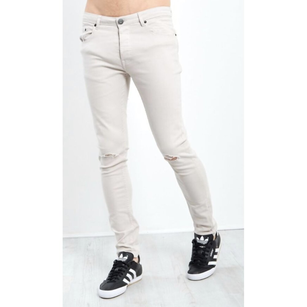 Stone Frayed Knee Skinny Jeans Large