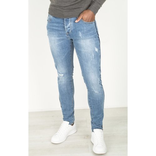 Blue Distressed Ripped Denim Jeans thumbnail