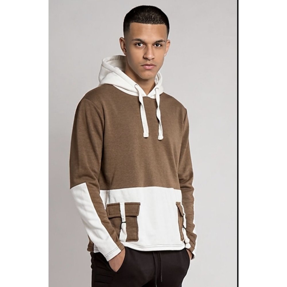 Brown Two Tone Cargo Hoodie