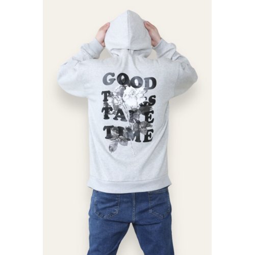 Grey Back Print Long Sleeve Y2K Hoodie