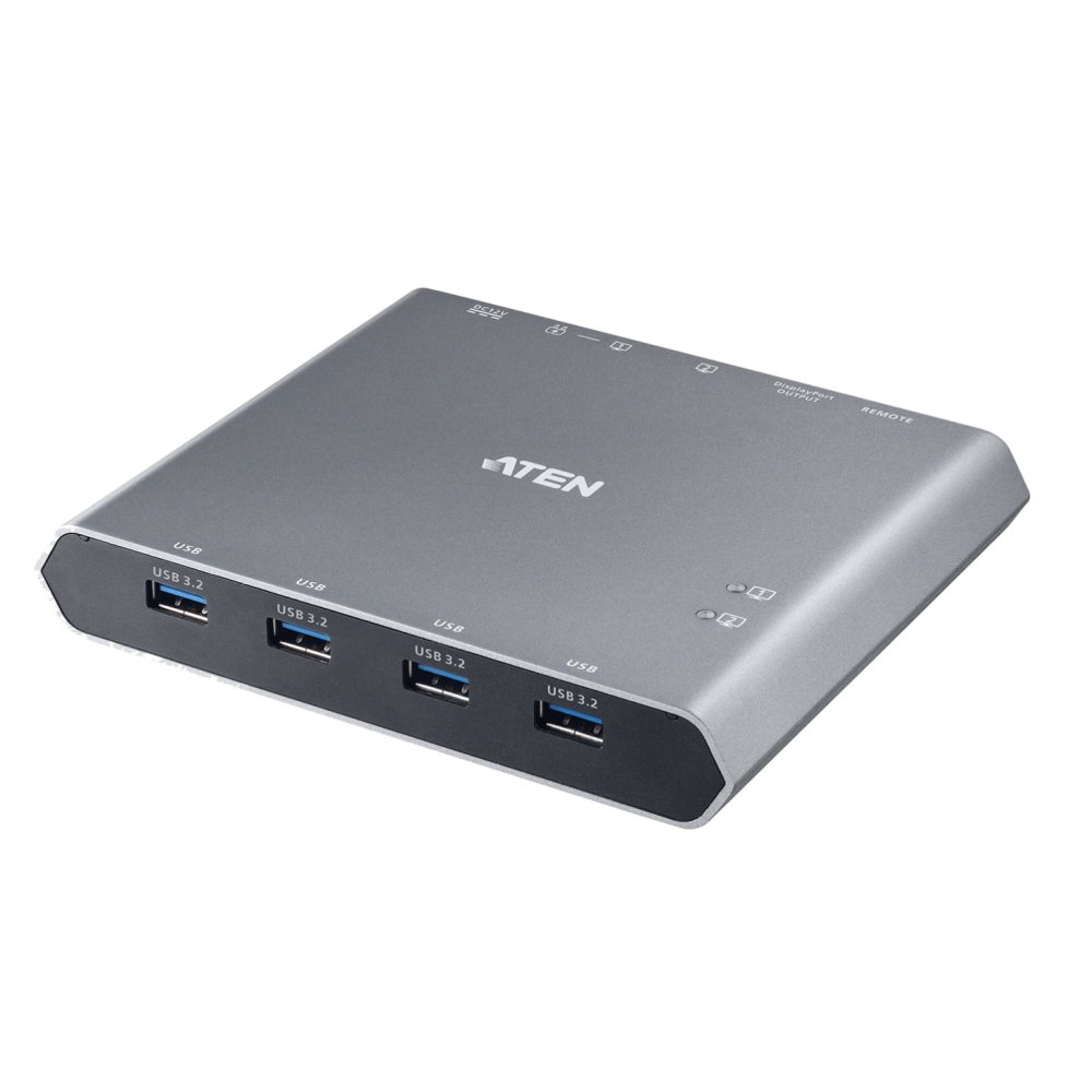 ATEN 2-Port 4K DisplayPort USB-C KVM Dock Switch with Power Pass-Through