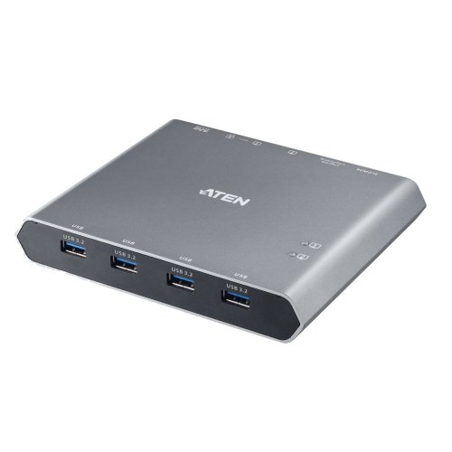 ATEN 2-Port 4K DisplayPort USB-C KVM Dock Switch with Power Pass-Through