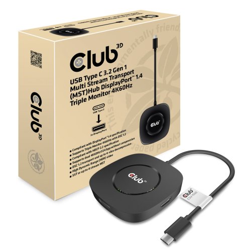 Club 3D USB 3.2 Gen1 Type-C DisplayPort Triple Monitor Adapter thumbnail