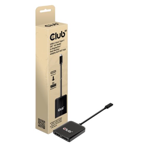 Club 3D USB 3.2 Gen2 Type-C (DP Alt-Mode) to DisplayPort Dual Monitor Adapter