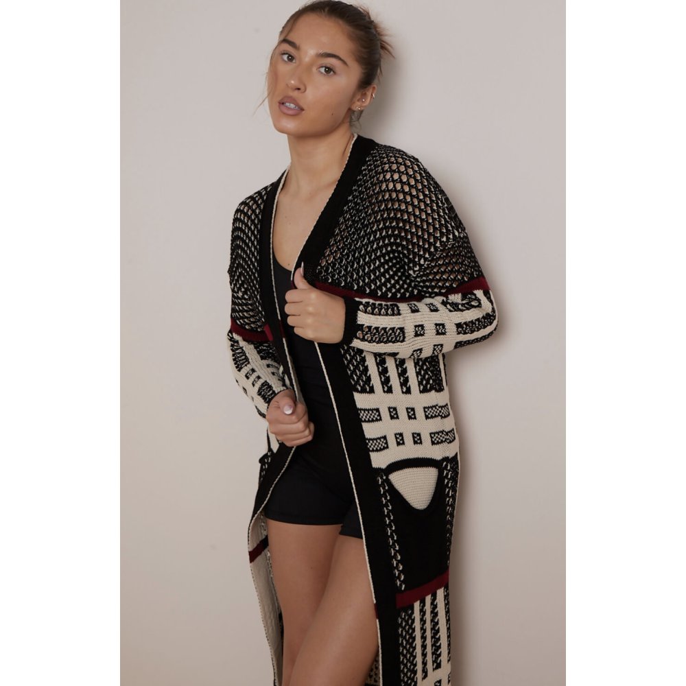 Crochet Checked Cardigan