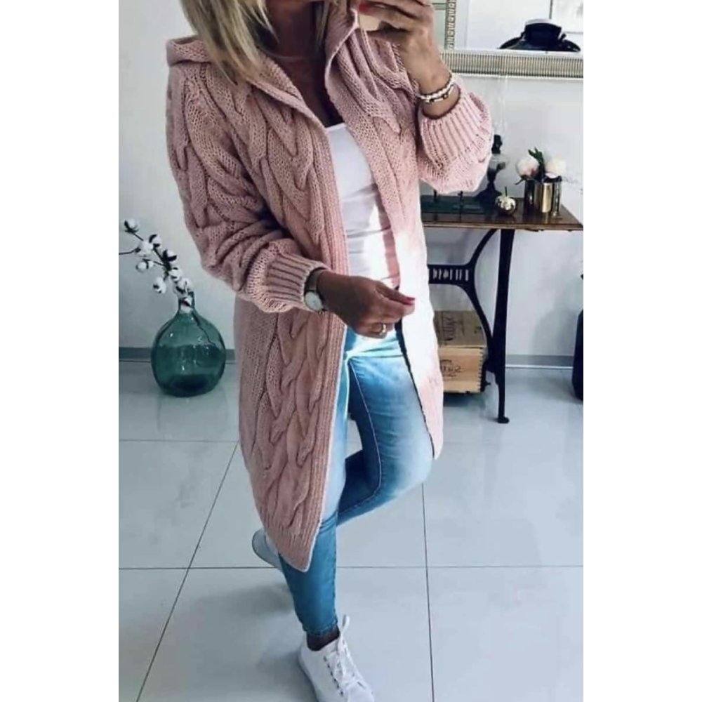 Cable Knit Hood Cardigan