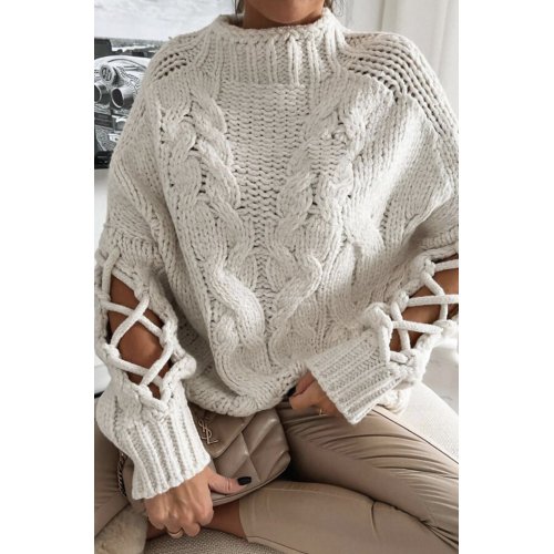 Braided Sleeve Chunky Knitted Jumper