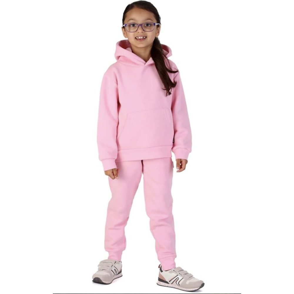 Kids Girls Plain Fleece Pullover Hoodie Casual Tracksuit