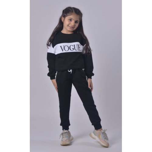 Girls Black Vogue Loungewear Set