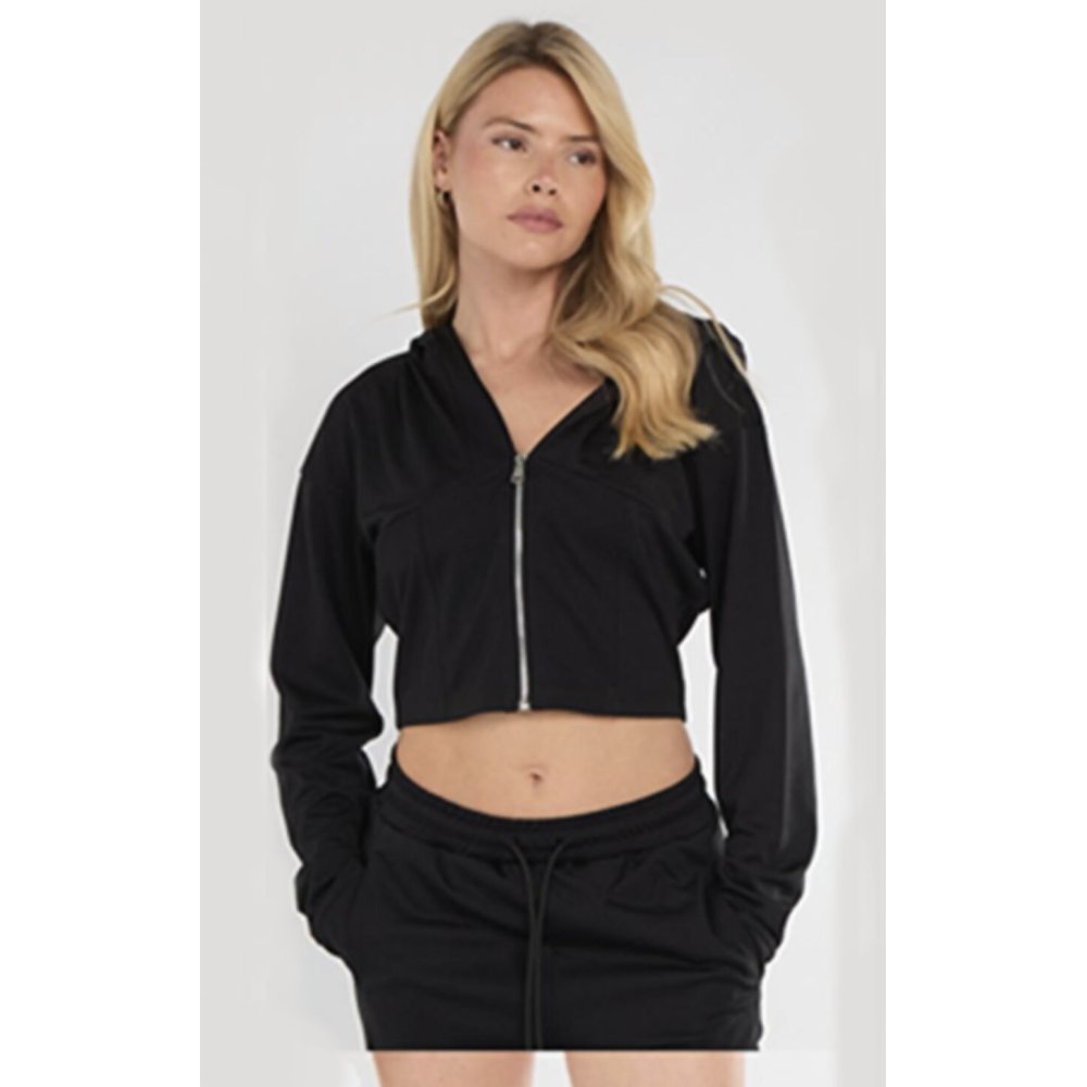 Black Corset Fit Hooded Short Set