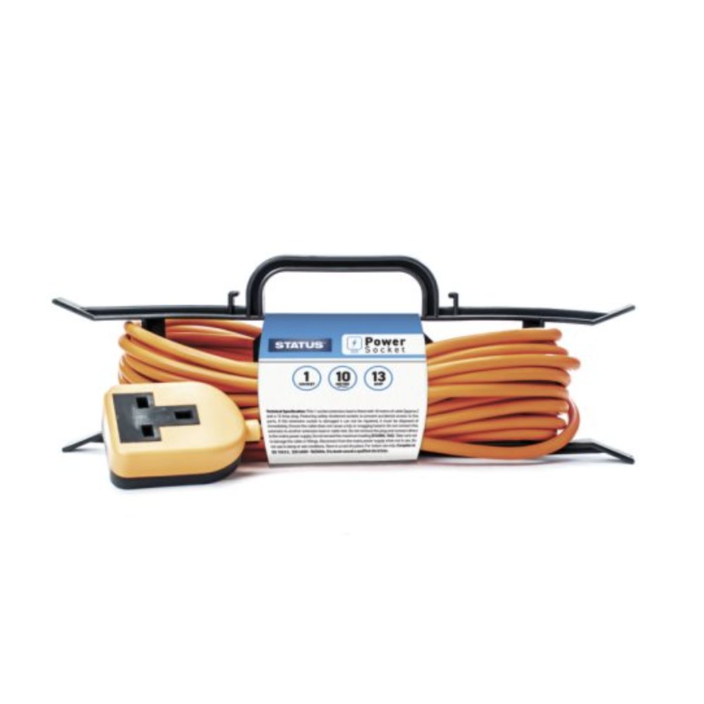 Status Heavy Duty Extension Socket 1w 10m Orange Lead & Orange Plug