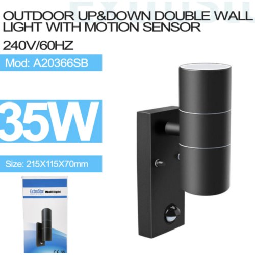 ExtraStar Black Outdoor Wall Light With Motion Sensorv